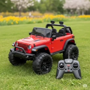 Kids jeep car with a remote control, emphasizing parental control and safety features