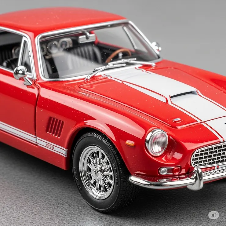 A close-up shot of a highly detailed diecast toy sports car.