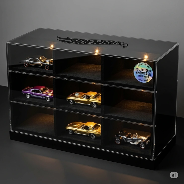 A special edition Hot Wheels case, featuring a limited-run design and made for showcasing rare and valuable cars.