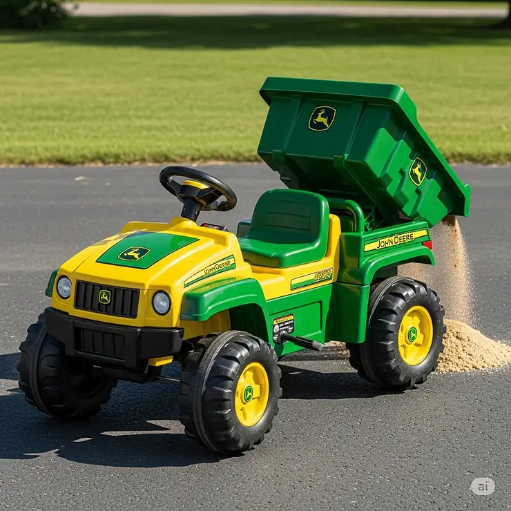 The popular John Deere Gator ride-on toy for kids with a working dump bed.