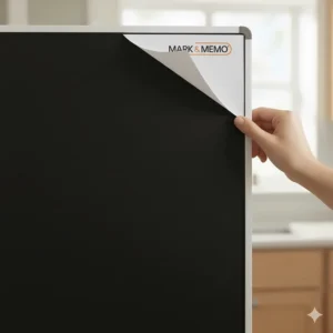 Close-up of the durable, full-surface magnetic backing on a flexible dry-erase board.