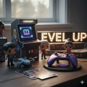 An animated shot of different personalized gifts or custom collectible items that serve as unique toys for teenagers.