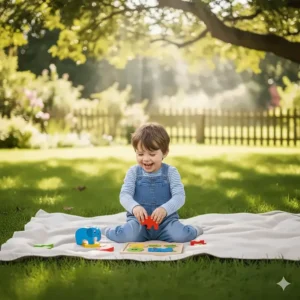 A simple wooden peg puzzle with large pieces, excellent starter puzzles for a 2-year-old.