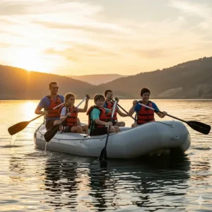 A mesh storage bin hanging on a wall, neatly filled with various bath and waterway toys, showing a practical storage solution.