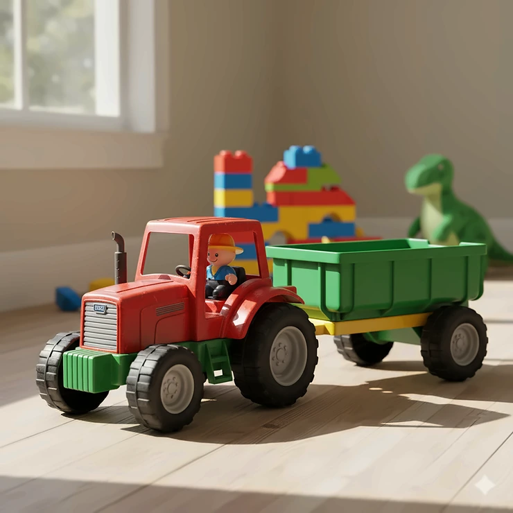 The best-selling classic red and green **toy tractor trailer** set with detachable pieces for kids aged 3 and up.