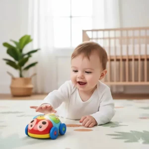 A musical toy that rolls gently, encouraging babies to move and providing engaging good toys for tummy time motivation.