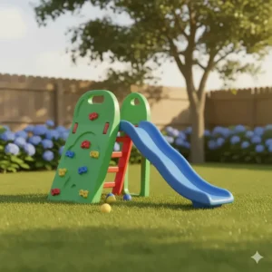 A versatile rock climber and slide combo playset, providing a safe outdoor climbing toy challenge for energetic toddlers.