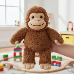 A medium-sized Bigfoot toy held in a hand for scale, emphasizing the product size and suitability for children.