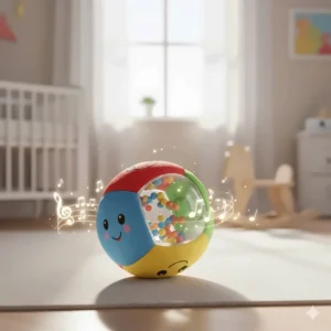 A textured, soft wobble chase ball toy that rolls unpredictably, making it one of the best crawling toys for active infants.