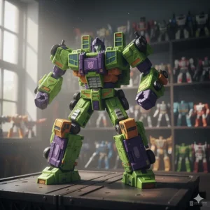 The complete combiner Constructicon Maximus in robot mode, formed by the five Construction Team Transformers Energon figures.