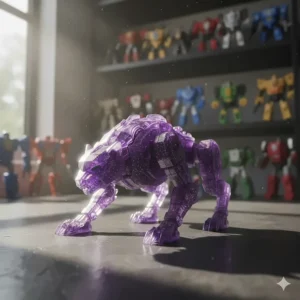 Terrorcon Battle Ravage figure, one of the smaller beast-form Transformers Energon toys, featuring translucent purple Energon plastic.