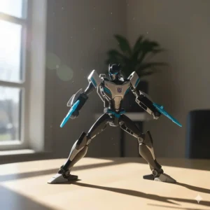 Showcase of the unique, stylized design of the Transformers Animated Prowl toy as an alternative collectible.
