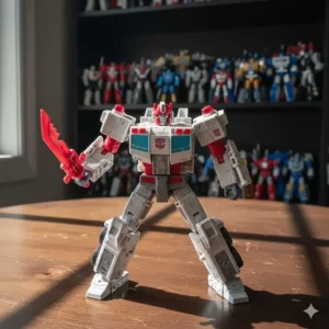A dynamic pose of the Red Alert Deluxe Class action figure, one of the essential Autobot members in the Transformers Cybertron toy collection.