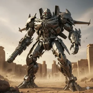 Voyager Class Megatron toy from Transformers 2 Revenge of the Fallen in his iconic Cybertronian jet robot mode.