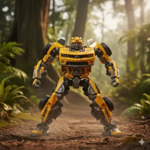 Beast-Mode Bumblebee action figure from Transformers: Rise of the Beasts movie, converting into an off-road Camaro.
