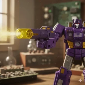 Detailed view of the light-up or projectile cannon arm accessory for the Shockwave toy figure.