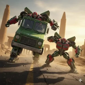 The infamous twin Autobots, Skids and Mudflap, transforming out of their ice cream truck mode from the Transformers 2 toy line.