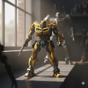 Highly accurate Studio Series Bumblebee movie toy in robot form, one of the best transformer toys from the live-action films.