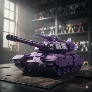 Close-up of the Decepticon Shockblast from the Transformers Energon line, depicted in his powerful tank alternate mode.