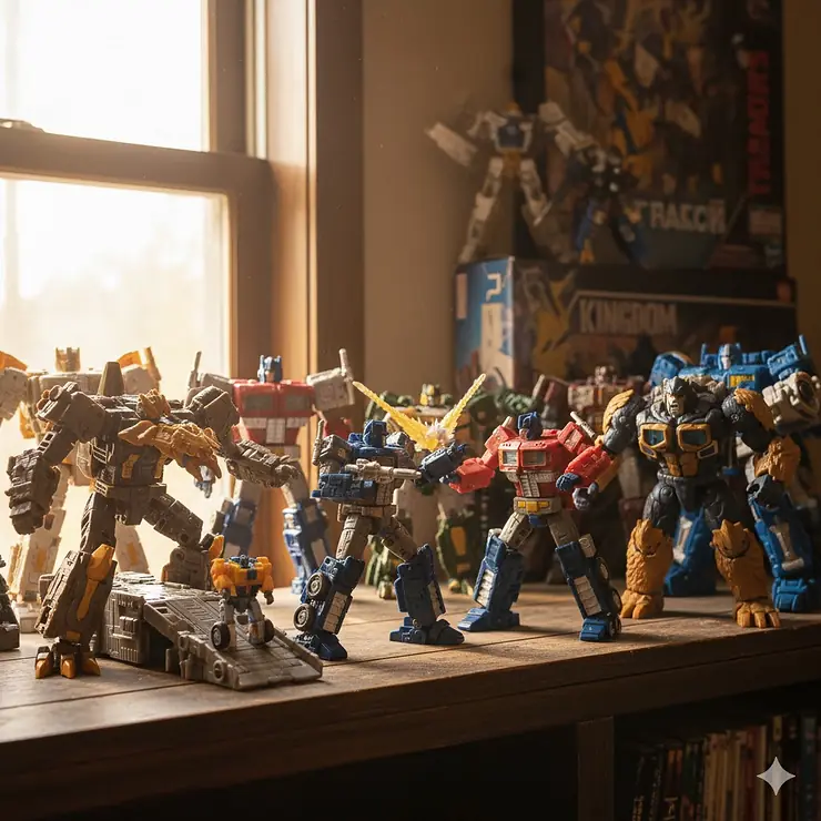 Transformers War for Cybertron toys displayed together on a shelf. This featured image showcases the best figures from the WFC Trilogy.