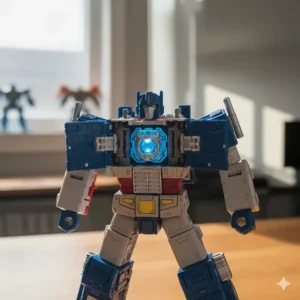 Detail shot of the Ultra Magnus toy's chest compartment opening to reveal the sculpted Matrix of Leadership.