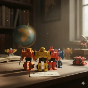 A group photo of classic vintage G1 Minibots like Bumblebee and Huffer, highlighting their small size and early 1980s charm.