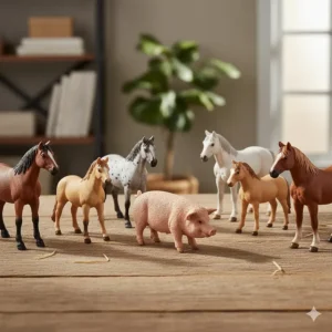 A focused collection showcasing different breeds and colors of toy farm horses, appealing to specific animal collectors.
