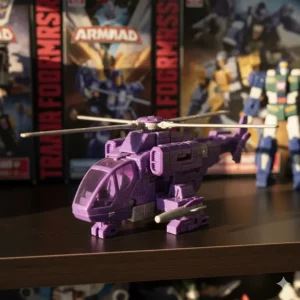 The purple Cyclonus Transformers Armada figure in its helicopter mode, showing off its unique rotor gimmick.