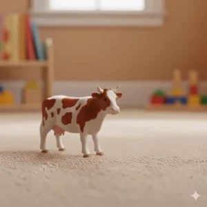 Macro shot showcasing the quality and sturdy design of a highly durable plastic children's farm toy, built to withstand rough play.