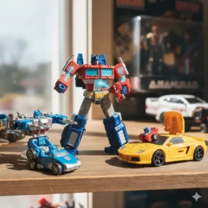 An illustration or photo demonstrating the Powerlinx feature where two Armada toys combine or interact for a Minicon power-up