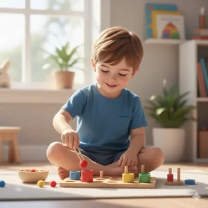 Montessori-inspired color sorting and counting toy suitable for a 2 year old boy’s early learning.