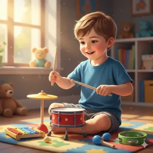 A durable musical drum and percussion set for 2 year old boys to explore rhythm and sound.