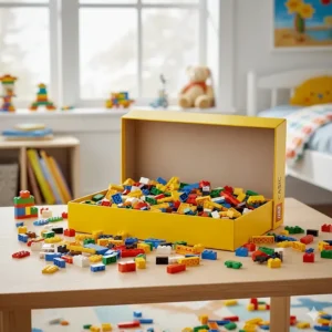 Large box of colorful LEGO Classic bricks for creative open-ended play for kids.