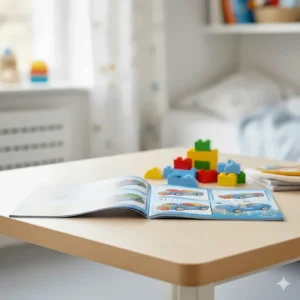 LEGO 4 plus easy-build instruction manual showing simplified steps for preschool boys.