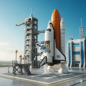 A detailed LEGO City space shuttle set with astronaut minifigures for 7 year old boys.
