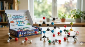 A 3D molecular model building kit used for teaching organic chemistry concepts to middle schoolers.