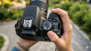 Close-up of a camera mode dial highlighting the "Auto" and "Scene" modes for easy learning.