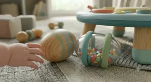Chunky, easy-grip music shaker eggs perfect for tiny hands and baby musical instruments 6 months milestone.