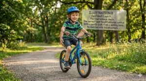 Close-up of easy-to-reach hand brakes on a bike designed for 6-year-olds.