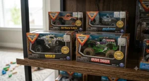 Limited edition Monster Jam toy trucks in their original packaging.
