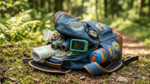 A backpack filled with a GoPro and adventure gear for active kids.