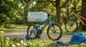 A sturdy bike for a 6-year-old boy featuring removable training wheels.