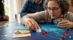A collection of character role cards like the Medic and Scientist from the Pandemic board game.