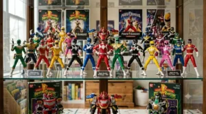 A display of classic Power Rangers action figures perfect for boys' collections.