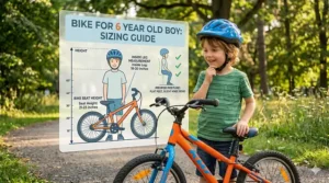 Size chart showing the correct bike height for a 6-year-old boy.