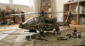 Army toy military helicopter for boys set including a pilot action figure and accessories