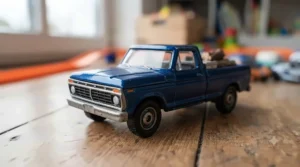 Sturdy blue diecast toy truck suitable for kids' outdoor play.