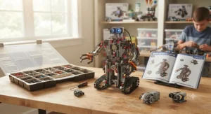 A complex build-your-own robot toy kit, perfect for boys aged 8 to 10 who love engineering projects.