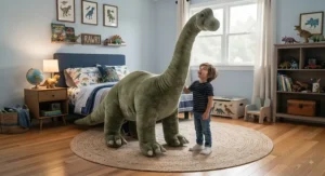 An impressive giant Brachiosaurus stuffed animal toy for boys who love prehistoric creatures