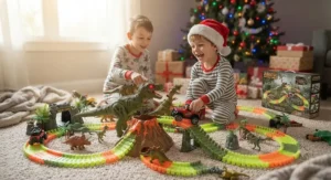 Jurassic dinosaur world playset for boys displayed as an exciting holiday gift idea